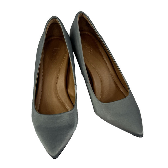 Nordstrom Rack Heels Pumps Shoes size 7M Gray Silver Satin Wedding Cocktail - Picture 1 of 11